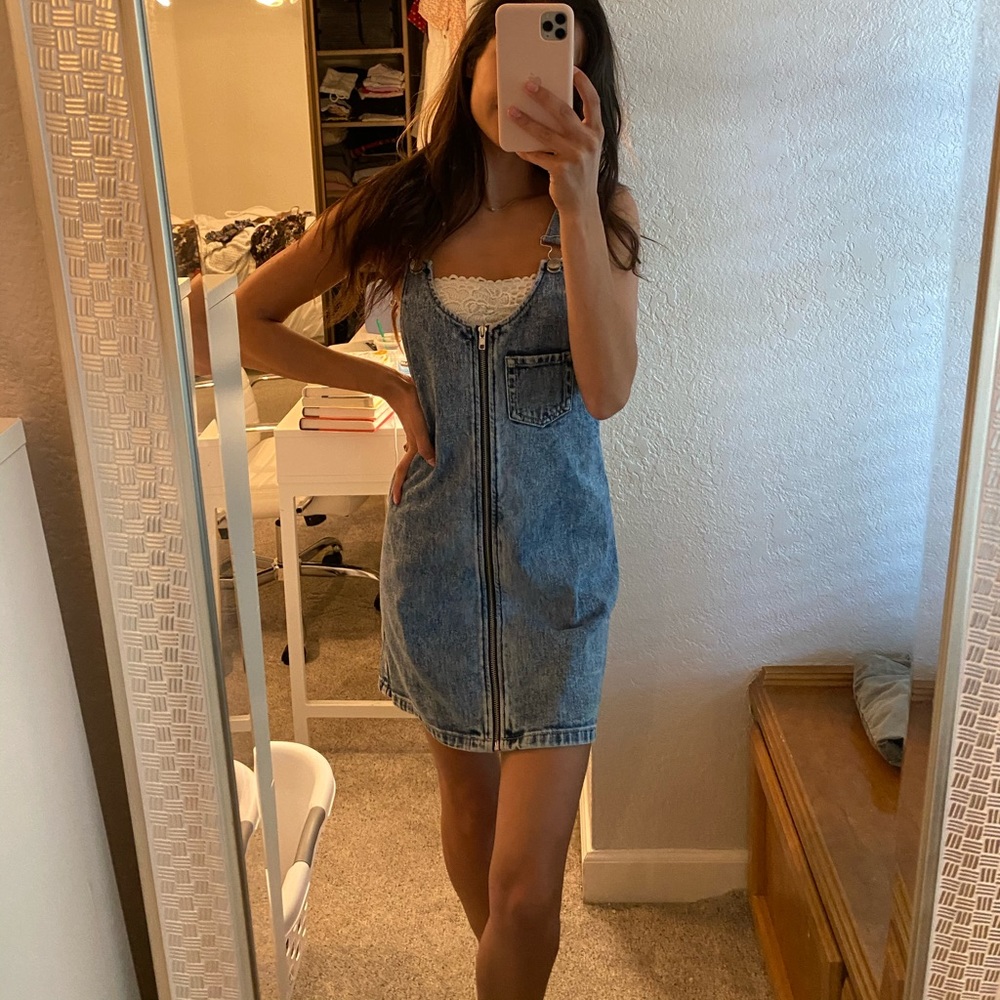 Denim overall dress